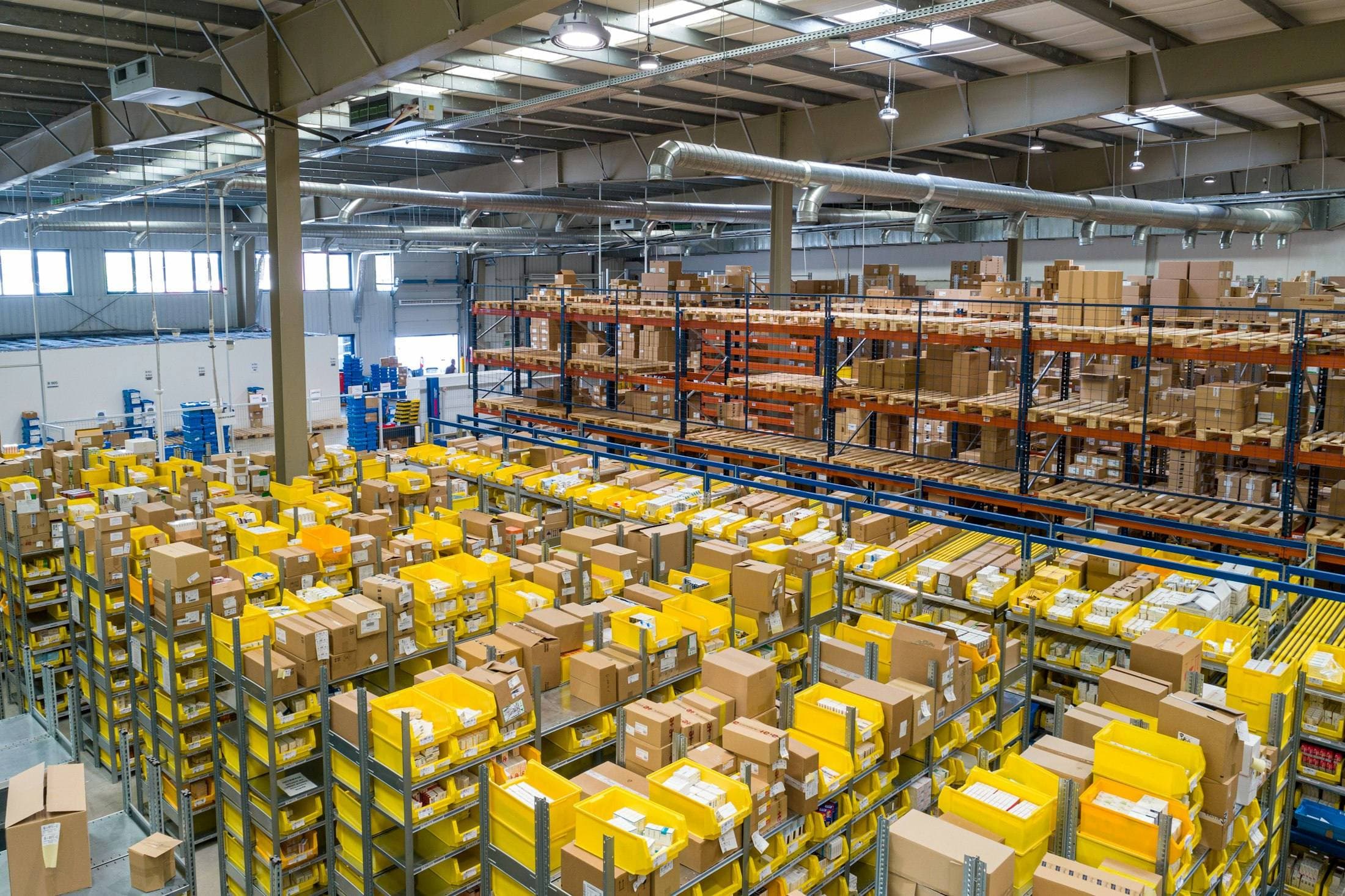 Packed commodities staged for export